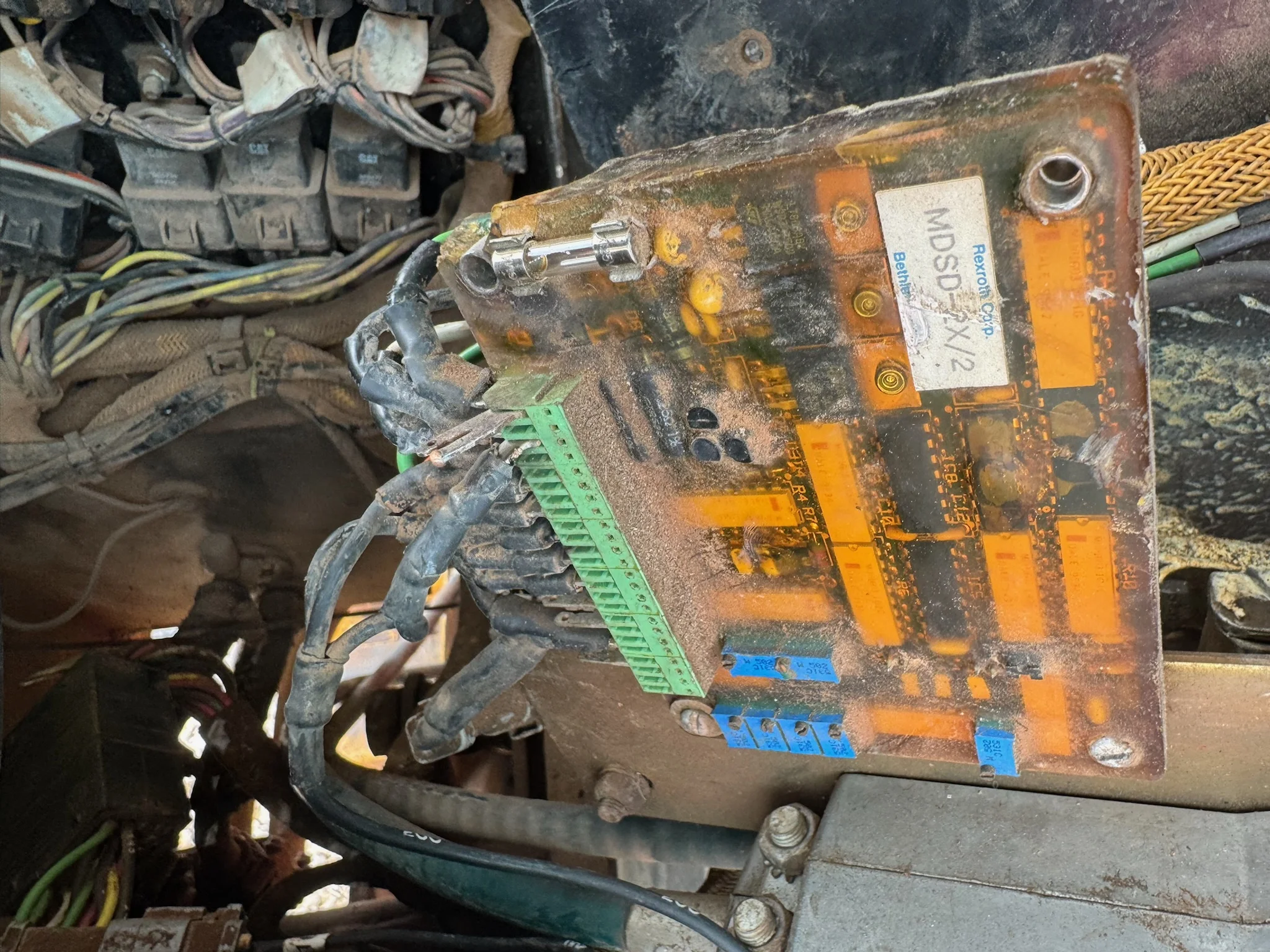 Damaged Rexroth control board from heavy equipment